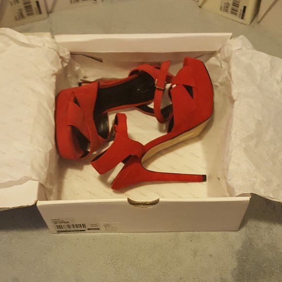 Aldo Zaong Women's Size 7.5 Red Suede Platform Stiletto Sandals - Picture 1 of 2